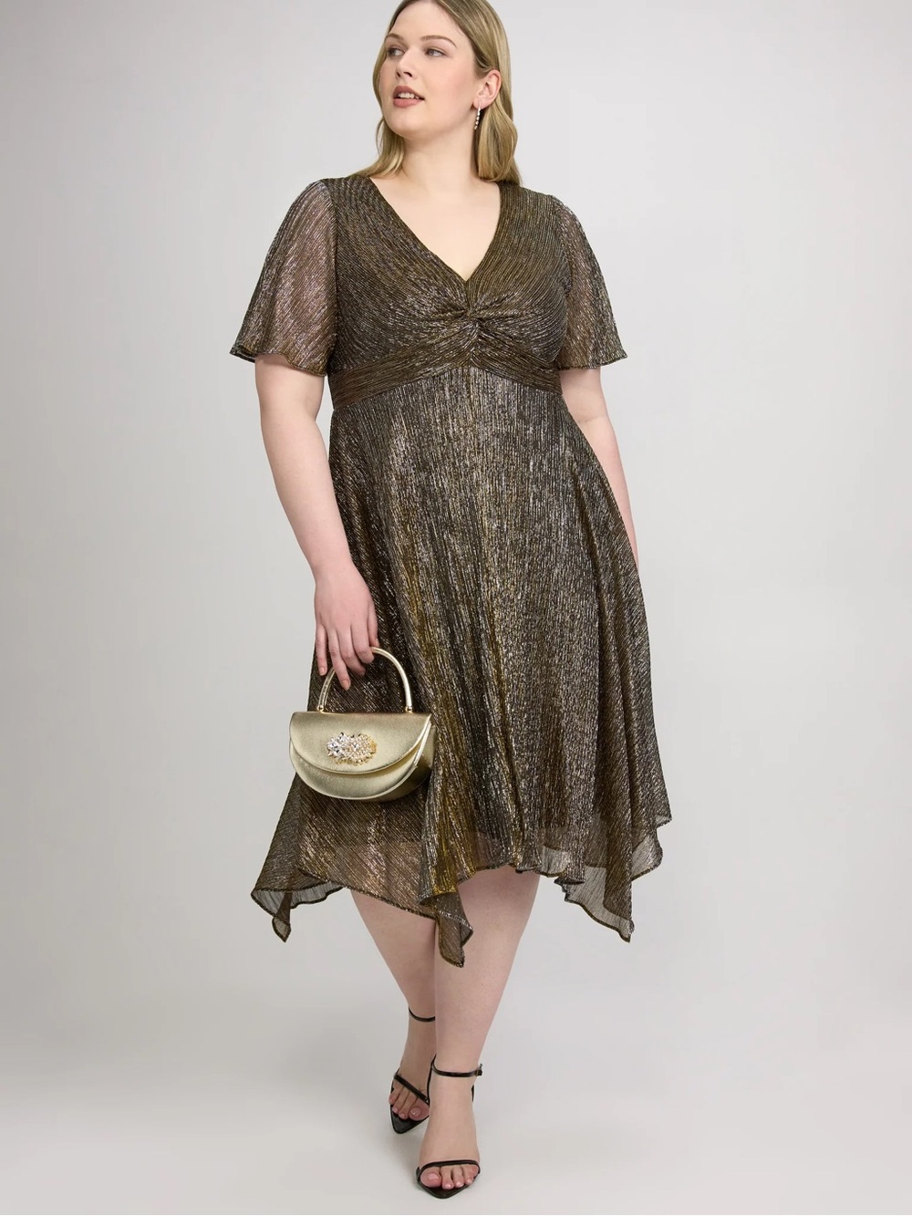 Laura Plus two tone metallic dress Size 16